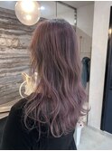 ピンクバレイヤージュ(全体ブリーチ)