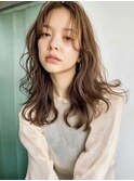 顔周りレイヤー×くびれロング｜透明感ブラウンベージュ