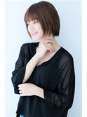 似合わせカットで造る小顔ブルージュオン眉切りっぱなしボブ