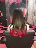 原色派手髪　グラデーション ピンクレッド