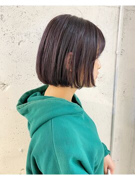 レンク(LENC) 透明感ラベンダーグレー　ミニボブ