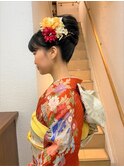 艶やかに！シンプル和髪風～パールピンを添えて