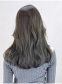 オリーブグレージュロング_外ハネボブセクションカラー_ba380931