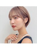 透明感グレージュカラー×束感ショート×小顔矯正立体カット
