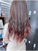 裾カラー　グラデーションカラー　ベリーピンク