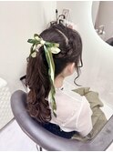 編みカチュポニー/梅田ヘアセット