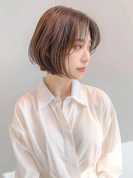 クラン 岡本(Chlan) 小顔ワンカールショートボブ×マロンベージュ