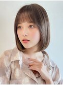 内巻きボブ大人可愛い２０代３０代４０代ミルクティーベージュ