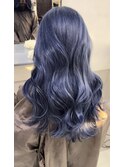 ロング　ケアブリーチ　顔周り　ブルー　10代20代