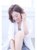 BERRY/耳かけ＿毛先パーマ＿イメチェン＿フォギーベージュ＿夏