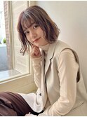 大人可愛い/ふんわりボブ/グレージュ