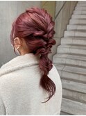 ピンクカラー/ダブルカラー/暖色系カラー/ヘアアレンジ