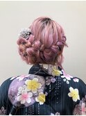 浴衣に合う編み込みヘアセット