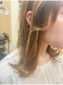 髪質改善ブリーチなしダブルカラーオレンジベージュハイライト