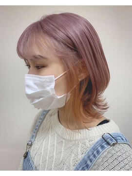 シア 新越谷店(SHEER) ウルフカット×ピンク×オレンジ