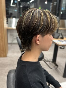 エルマーク 京都河原町(L-MARK) ハイライトセンターパートメッシュダブルカラーツーブロック