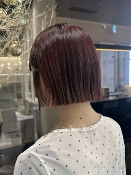 トータルビューティーサロン プリエ(prier) 小顔ミニボブ/切りっぱなしボブ/カシスピンク/髪質改善