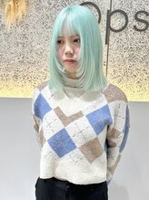 オプス 大名店(Ops)&nbsp;◆小顔効果抜群×顔周りレイヤーボブ×ティファニーブルー