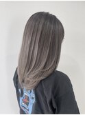 バレイヤージュグレージュ_ホワイトグレージュ_くびれヘア