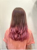 ピンクグラデーション／デザインカラー／髪質改善／韓国巻き