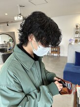 エース 栄矢場町店(Ace) 波巻きウルフツイストスパイラルパーママッシュメンズヘア