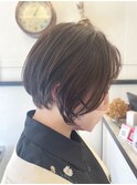 大人ショートボブ丸みショートカットマッシュショート前髪あり