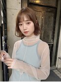 ワンカール×パーマボブ ベージュカラー 大人ボブ