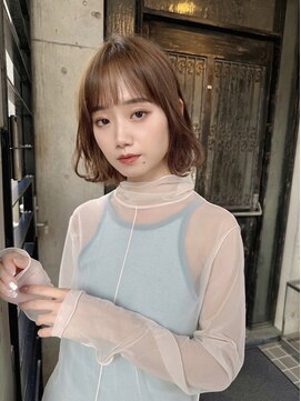 ミンクス 青山店(MINX) ワンカール×パーマボブ ベージュカラー 大人ボブ