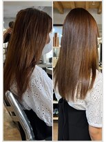 アメイズトーキョー 札幌大通(Amaz! tokyo)&nbsp;くびれレイヤーエモージュ薄めバングアッシュベージュ  縮毛矯正