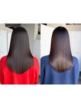 ダメージレスなこだわりの縮毛矯正で憧れのサラツヤ髪が叶う☆髪質改善トリートメント付で更に美髪に◎
