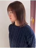 外はねボブ切りっぱなし小顔カット大人かわいいマロンブラウン