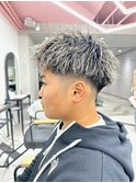 ツイストパーマ　ホワイトメッシュ　ホワイトカラー　八王子