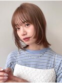ボブ/レイヤーカット/顔周りカット/ベージュ/透明感カラー
