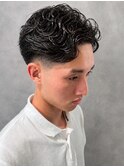 メンズパーマ スペインカール アップバング ビジネスヘア 20代