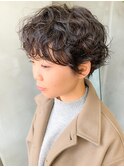 マッシュショート、パーマヘア、くるくるパーマ、クセ風