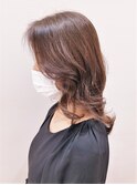 セミロングレイヤーカットヨシンモリ風アッシュブラウン
