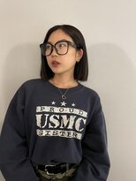 アルカナ 明治神宮前原宿(ARCANA)&nbsp;黒髪グレーベージュレイヤーロング前髪パーマ アッシュブラック