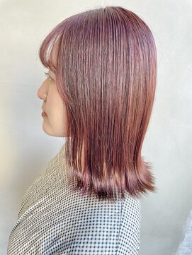 ヘアー アイス 御器所本店(HAIR ICI) チェリーレッド ボルドー暖色系カラー切りっぱなしボブ