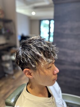 エクファフォーメン(EX-FA FOR MEN) ベリーショート/ダークアッシュ/ニュアンスパーマ/韓国マッシュ