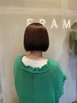 フレーム なんば店(FRAME) ▽オレンジ×ミニボブ