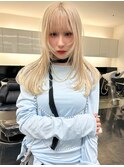 ブロンド ミルクティー 抜きっぱなし レイヤー