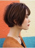☆ダークパープルナチュラルショートミルクブラウン髪質改善ボブ