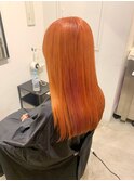 オレンジカラー　オレンジベージュ　艶々ハイトーン
