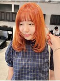 オレンジカラー/暖色カラー/顔周りレイヤー/学割U24/渋谷