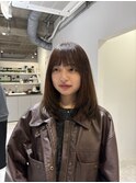 着物ヘア/ダークアッシュ/ミディアムレイヤーカット/名古屋名駅