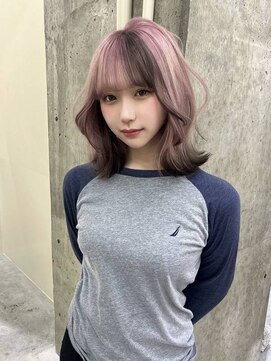 ジェム リット(GEM lit) ペールピンク/ブラウン/デザインカラー/裾カラー/インナーカラー