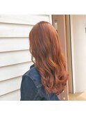 韓国風　ブリーチ　オレンジ　ロング　池袋◎30代40代50代
