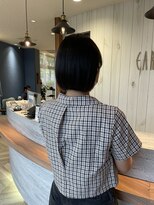 アース 三田南ウッディタウン店(HAIR&MAKE EARTH) 20代30代ミニボブココアブラウン小顔美肌ストレート丸み