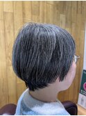 グレイヘア+ショートボブ