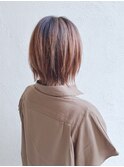 外はねレイヤーボブ・白髪ぼかしナチュラルベージュ